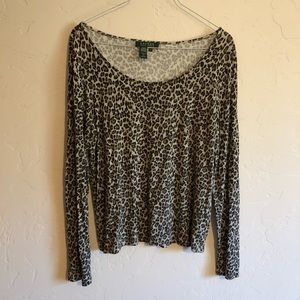 Lauren by Ralph Lauren leopard long sleeve tee